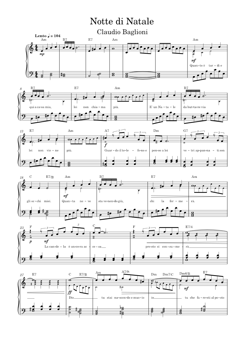 Notte di Natale Sheet music for Piano (Solo) | Musescore.com