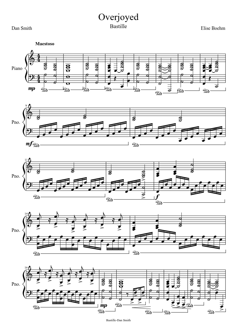 Overjoyed-Bastille Sheet music for Piano (Solo) | Musescore.com