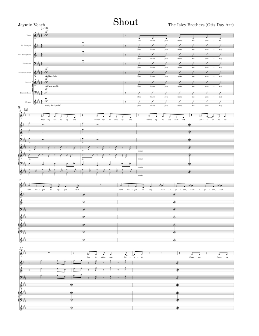 Shout The Isley Brothers Otis Day And The Knights Arr Sheet Music Shout the isley brothers otis day and the knights arr sheet music