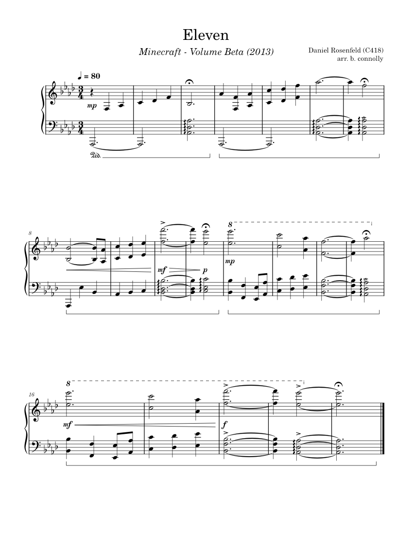 Eleven – C418 Sheet Music for Piano (Solo) easy | MuseScore.com