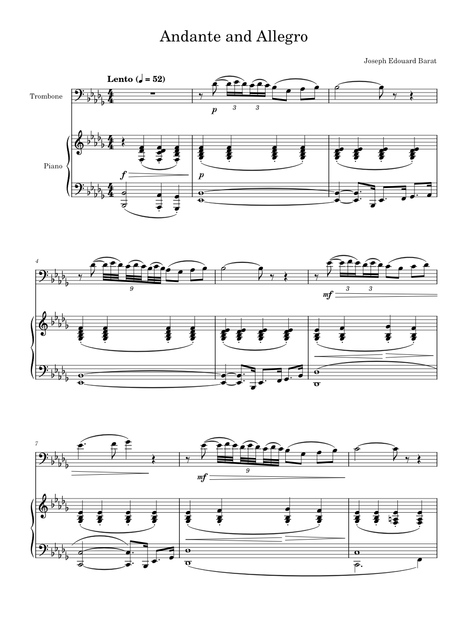 Andante and Allegro for trombone and piano Joseph Edouard Barat