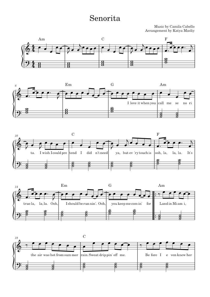 Senorita - Shawn Mendes Sheet music for Piano (Solo) Easy | Musescore.com