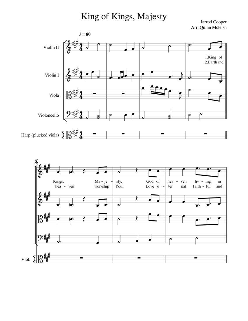 King Of Kings Majesty for String Quartet Sheet Music For Violin king-of-kings-majesty-for-string-quartet-sheet-music-for-violin