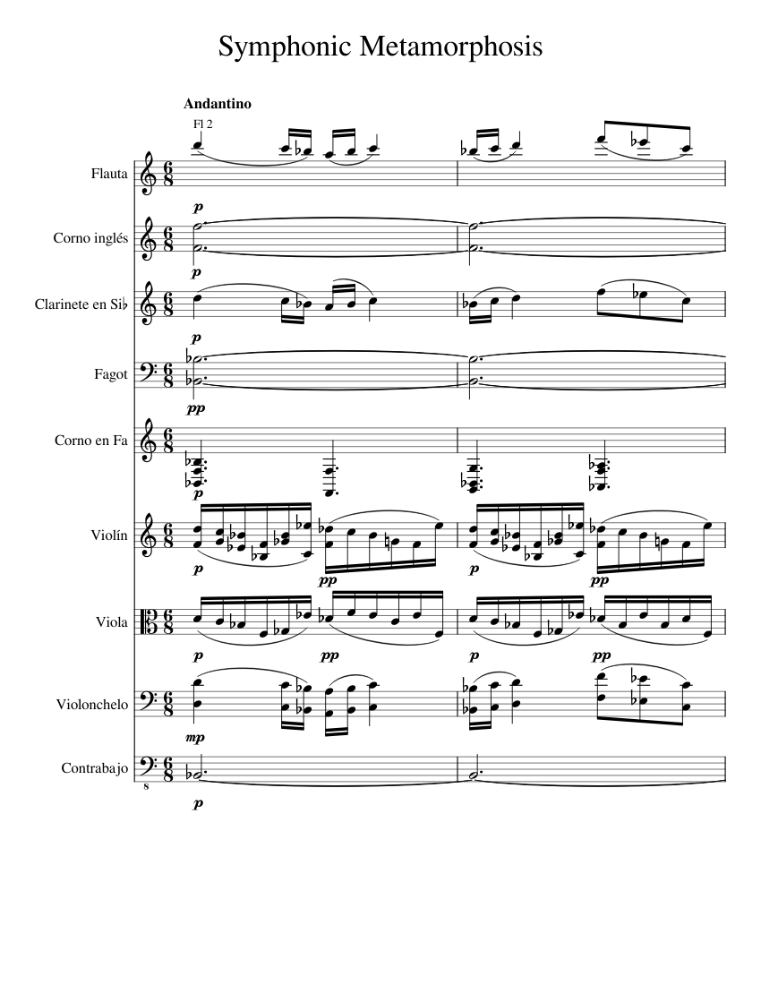 Symphonic Metamorphosis Sheet music for Flute, Oboe, in bflat