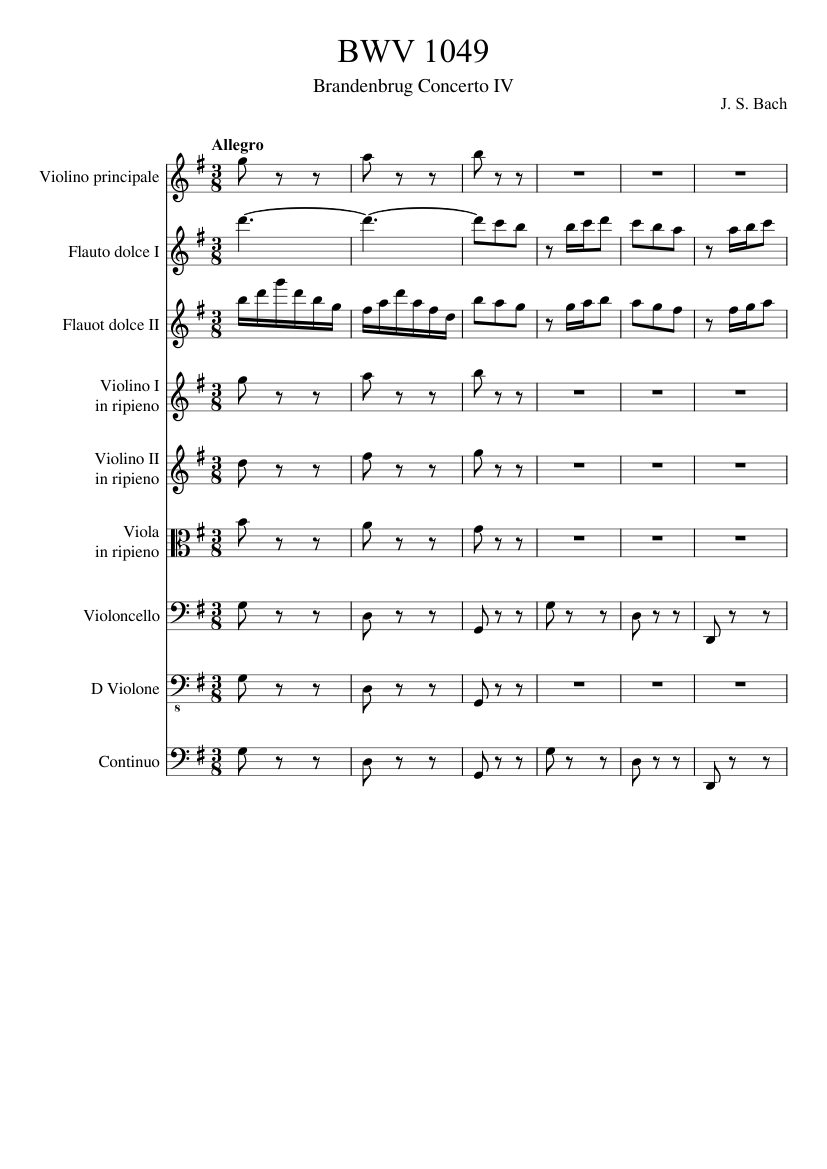 Brandenburg Concerto No. 4 in G Major BWV 1049