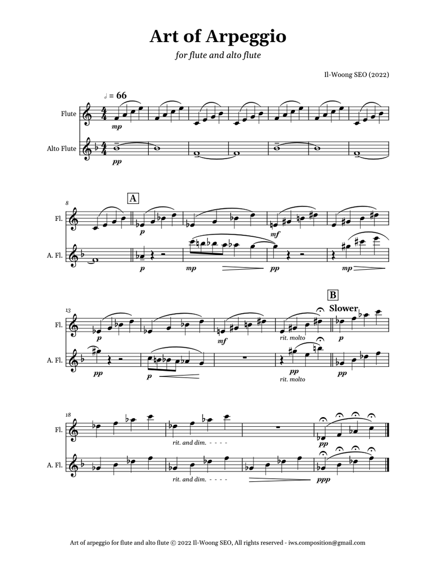 Art of Arpeggio for flute and alto flute Sheet music for Flute, Flute