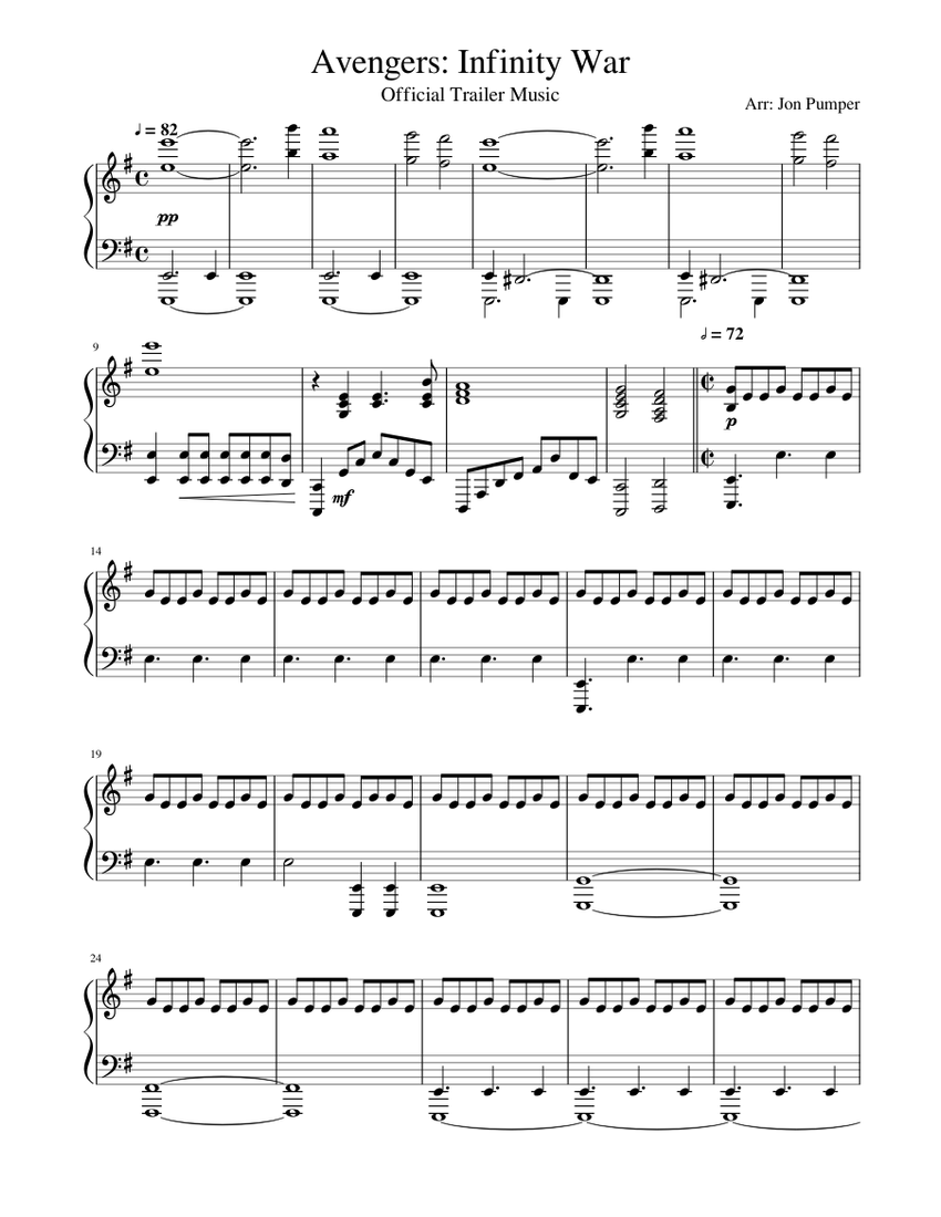 Avengers: Infinity War (Official Trailer Music) Sheet music for Piano  (Solo) | Musescore.com