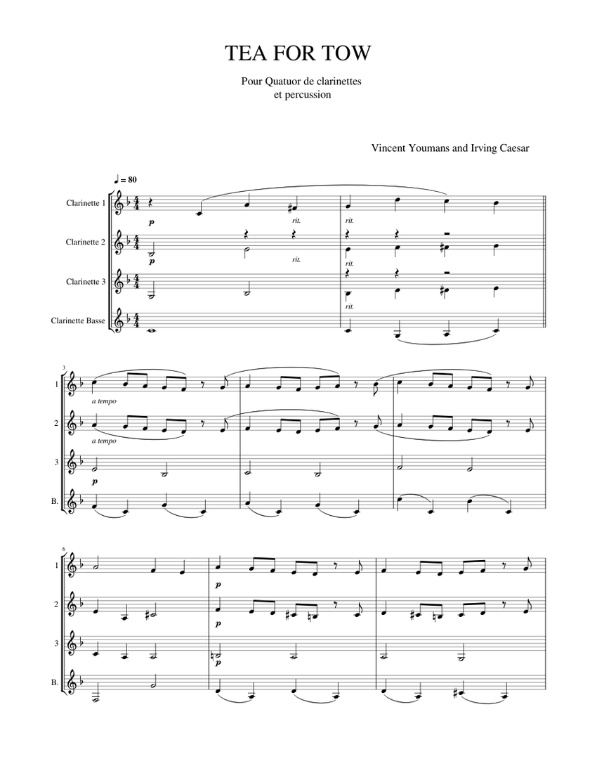 Tea For Two Vincent Youmans and irving Caesar Sheet music for