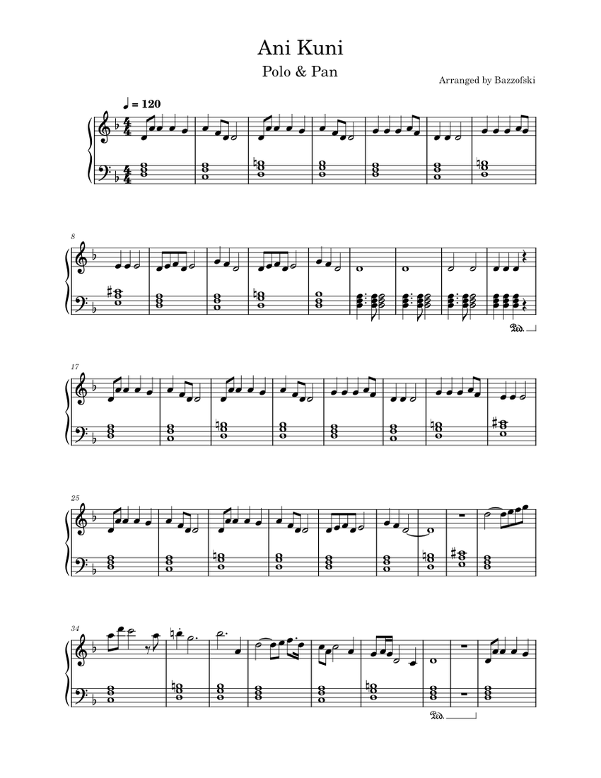 Ani Kuni – Polo & Pan Sheet music for Piano (Solo) Easy | Musescore.com