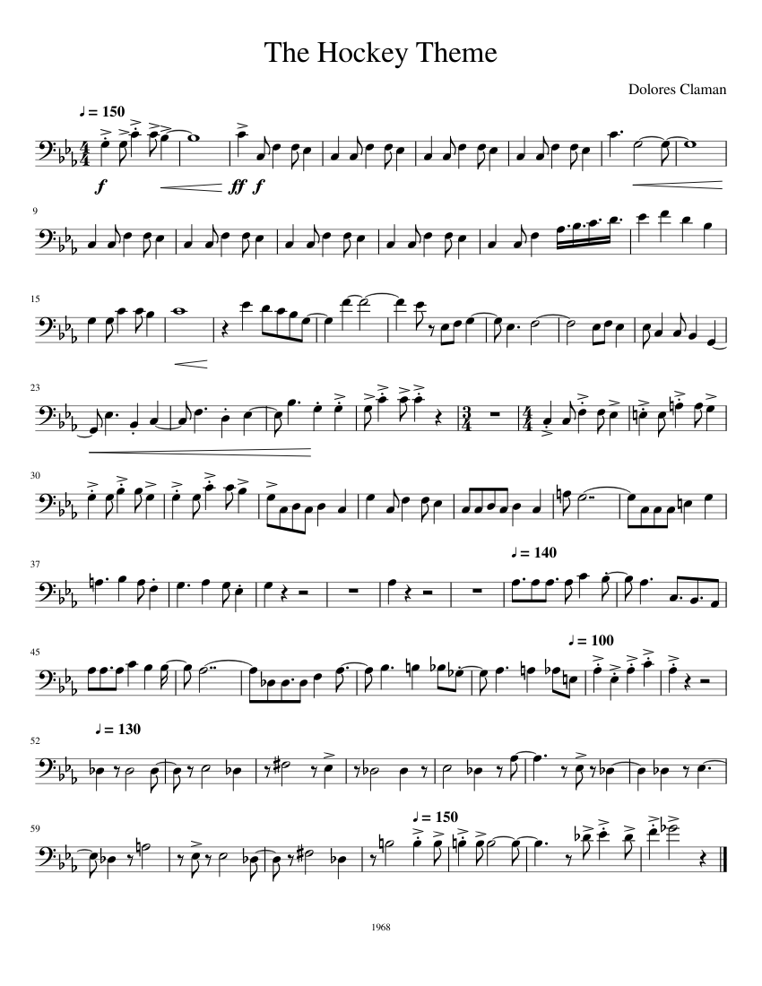 The Hockey Theme Sheet Music For Trombone Solo Musescore Com