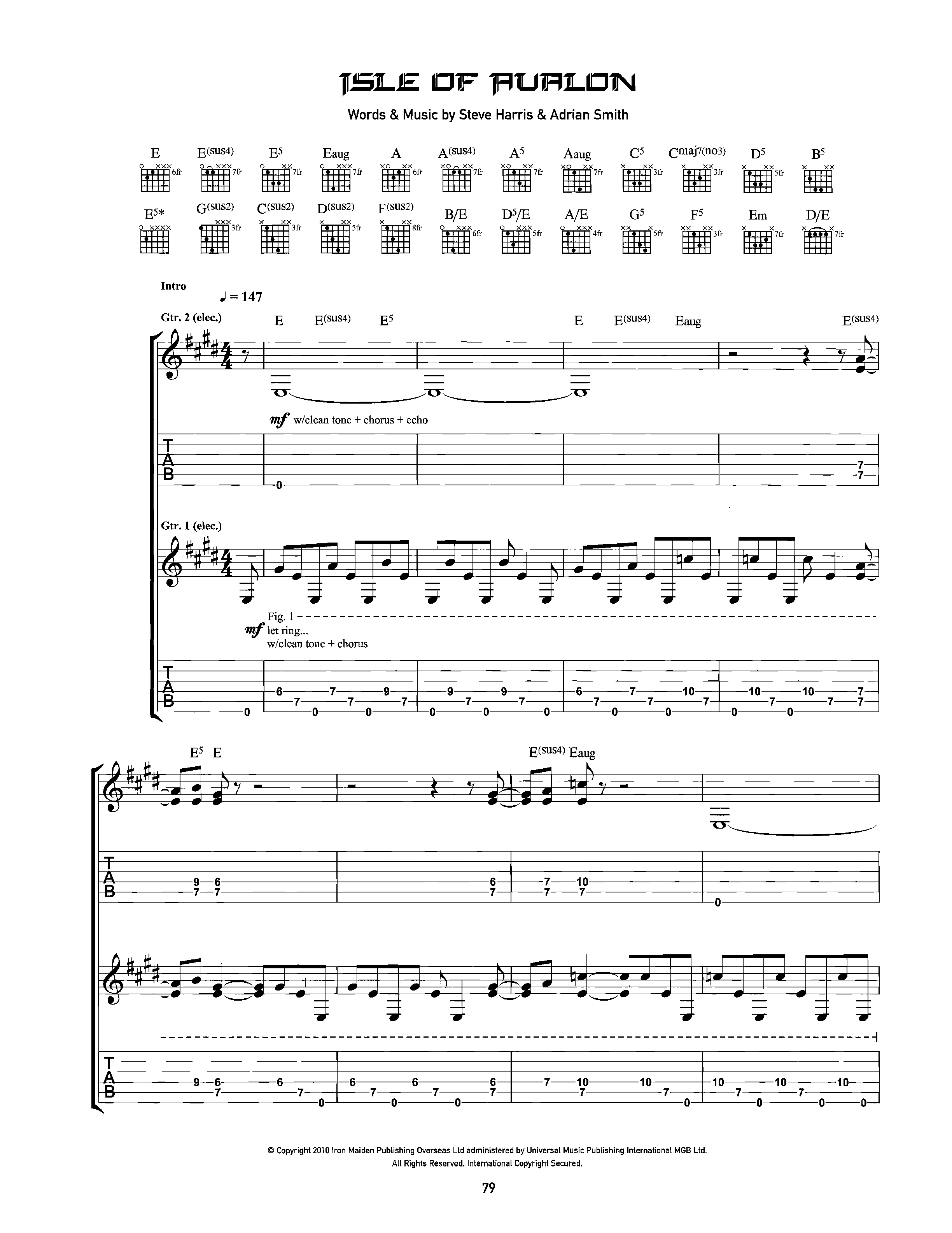 Play Official version of Isle of avalon Sheet Music by Iron Maiden