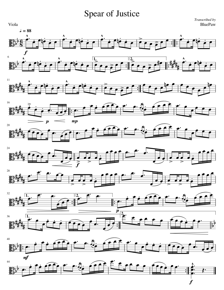 Spear of Justice (Viola Solo) Sheet music for Viola (Solo) | Musescore.com