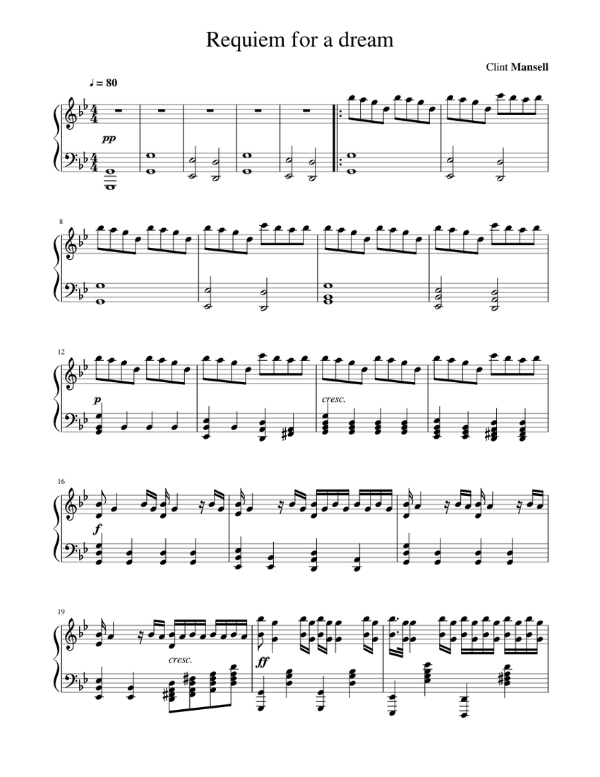 Requiem for a dream (piano) Sheet music for Piano (Solo) | Musescore.com