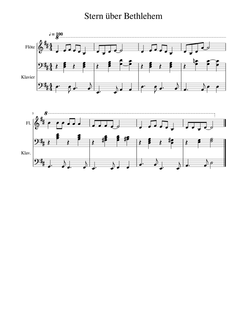 Stern Uber Bethlehem Sheet Music For Piano Flute Vocals Mixed Trio Musescore Com