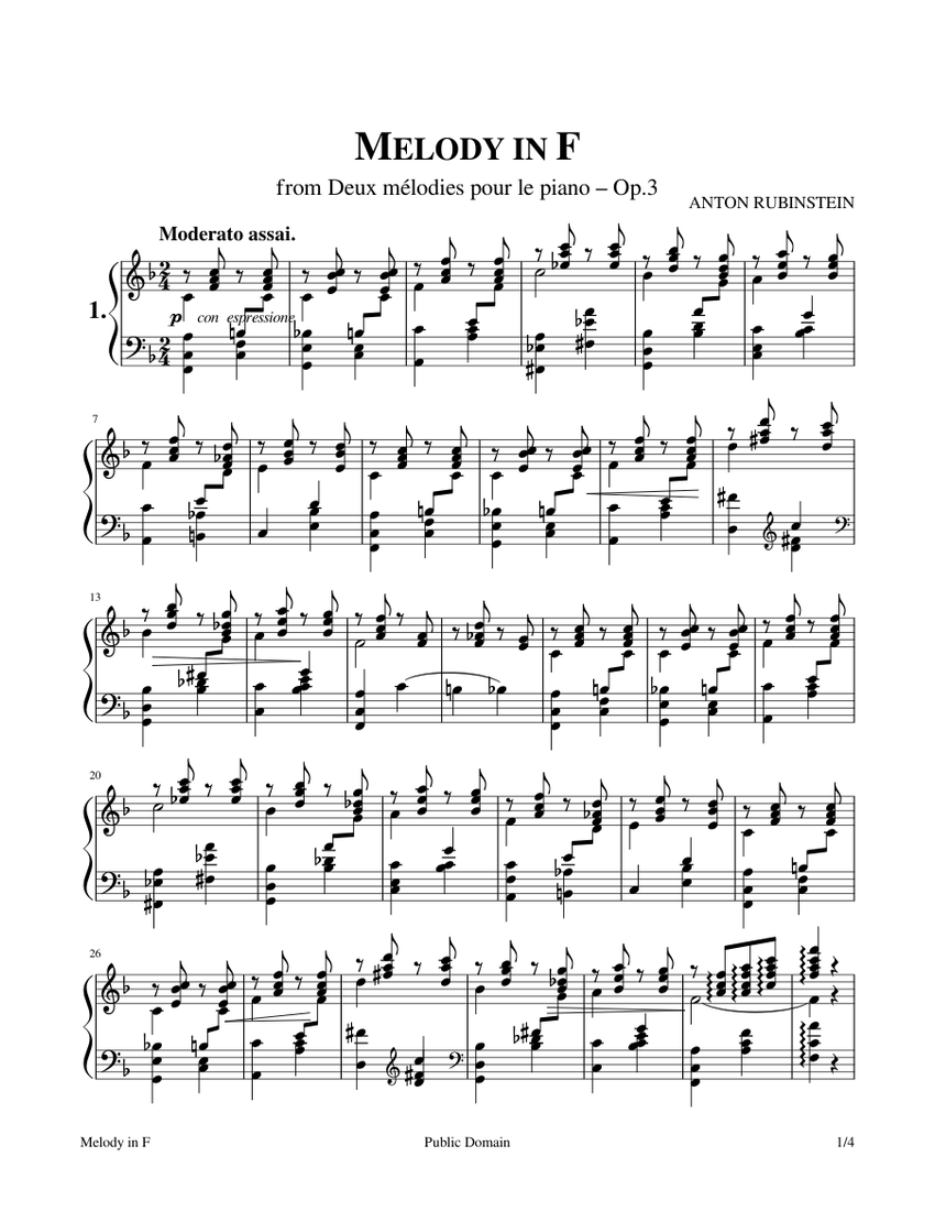 Sheet music composed by Anton Rubinstein - Ficks Music