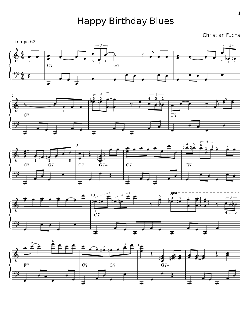 Happy Birthday Blues - Christian Fuchs Sheet music for Piano (Solo ...