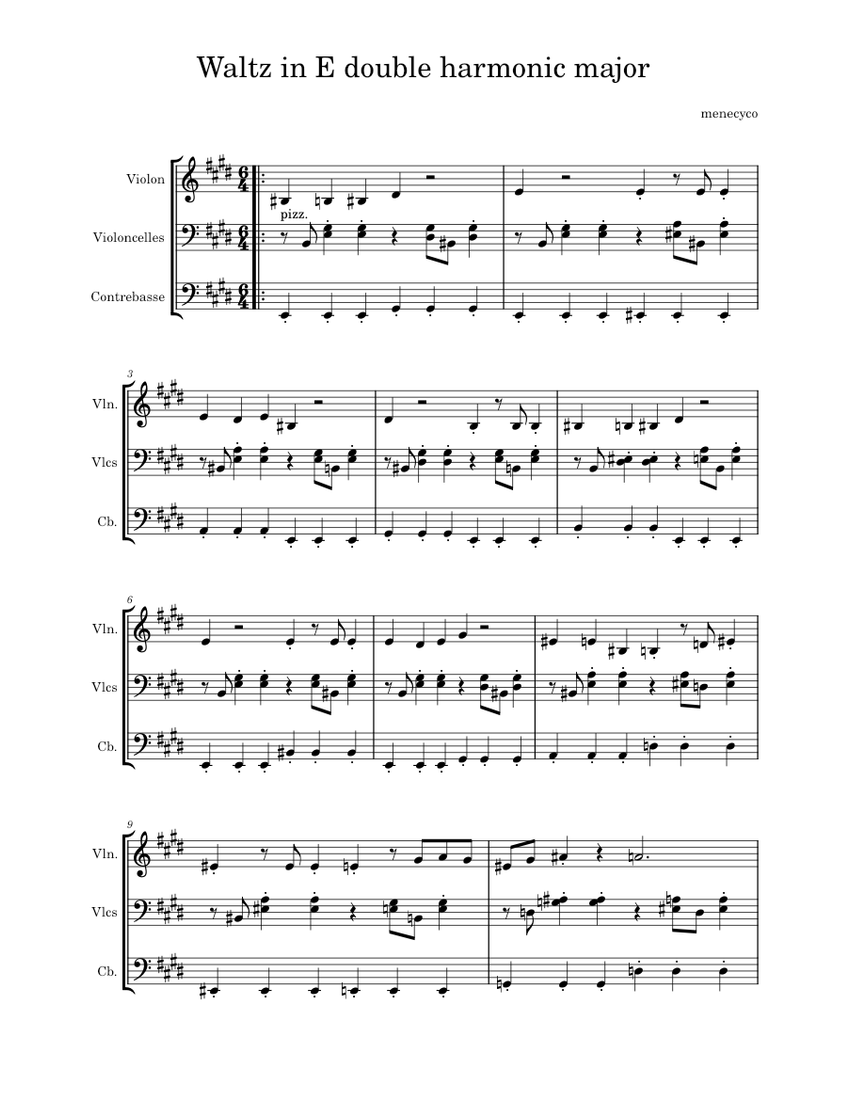 Waltz In E Double Harmonic Major Sheet Music For Contrabass Violin Waltz in e double harmonic major sheet music for contrabass violin