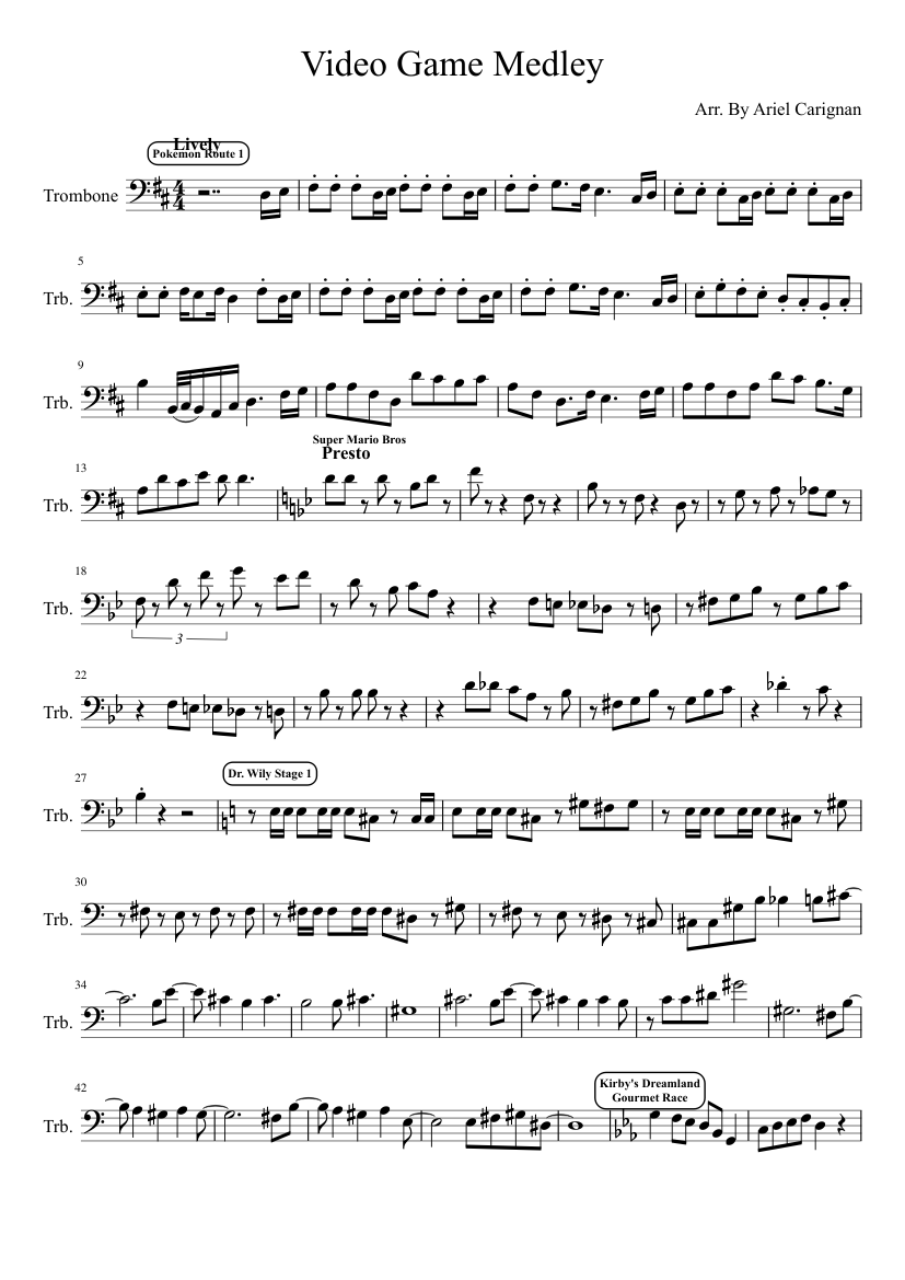 Video Game Medley for Trombone Sheet music for Trombone (Solo) |  Musescore.com