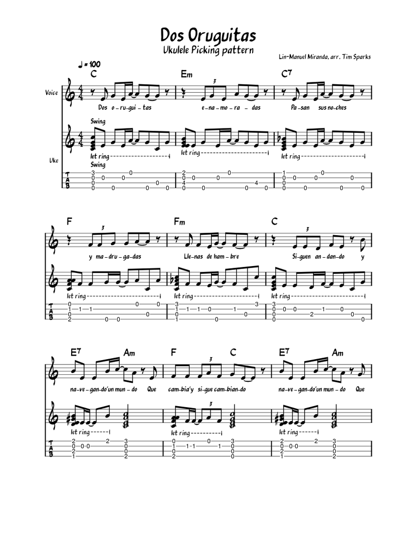 Dos Oruguitas – Lin-Manuel Miranda Sheet music for Piano, Ukulele (Solo