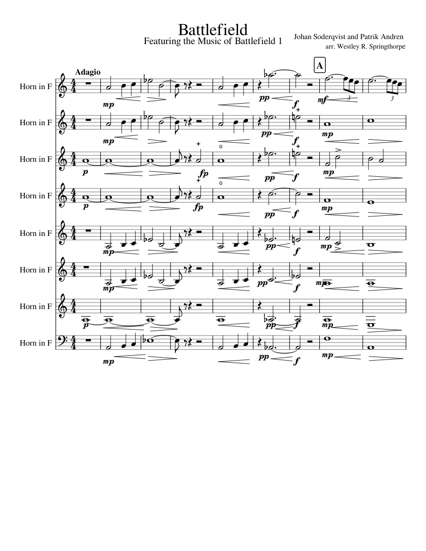 Battlefield Sheet Music For French Horn (Brass Ensemble) | Musescore.com