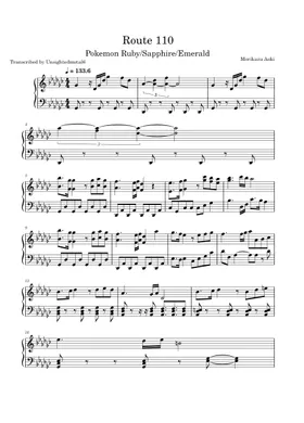 Free Route 110 - Pokemon Ruby, Sapphire, And Emerald by Morikazu Aoki sheet  music | Download PDF or print on Musescore.com