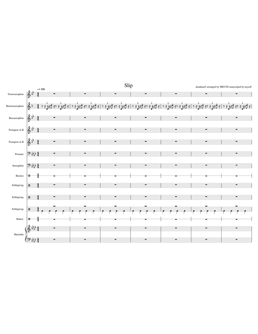 Slip (MEUTE) - Work in Progress Sheet music for Trombone, Saxophone tenor,  Saxophone baritone, Trumpet in b-flat & more instruments (Mixed Ensemble) |  Musescore.com