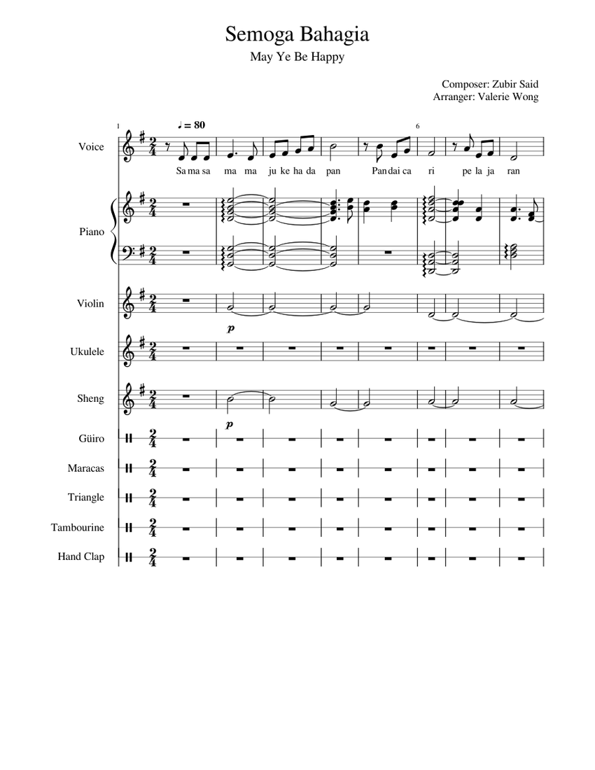 Semoga Bahagia Sheet Music For Piano Violin Vocals Tambourine More Instruments Mixed Ensemble Musescore Com You can view the full music video here. semoga bahagia sheet music for piano