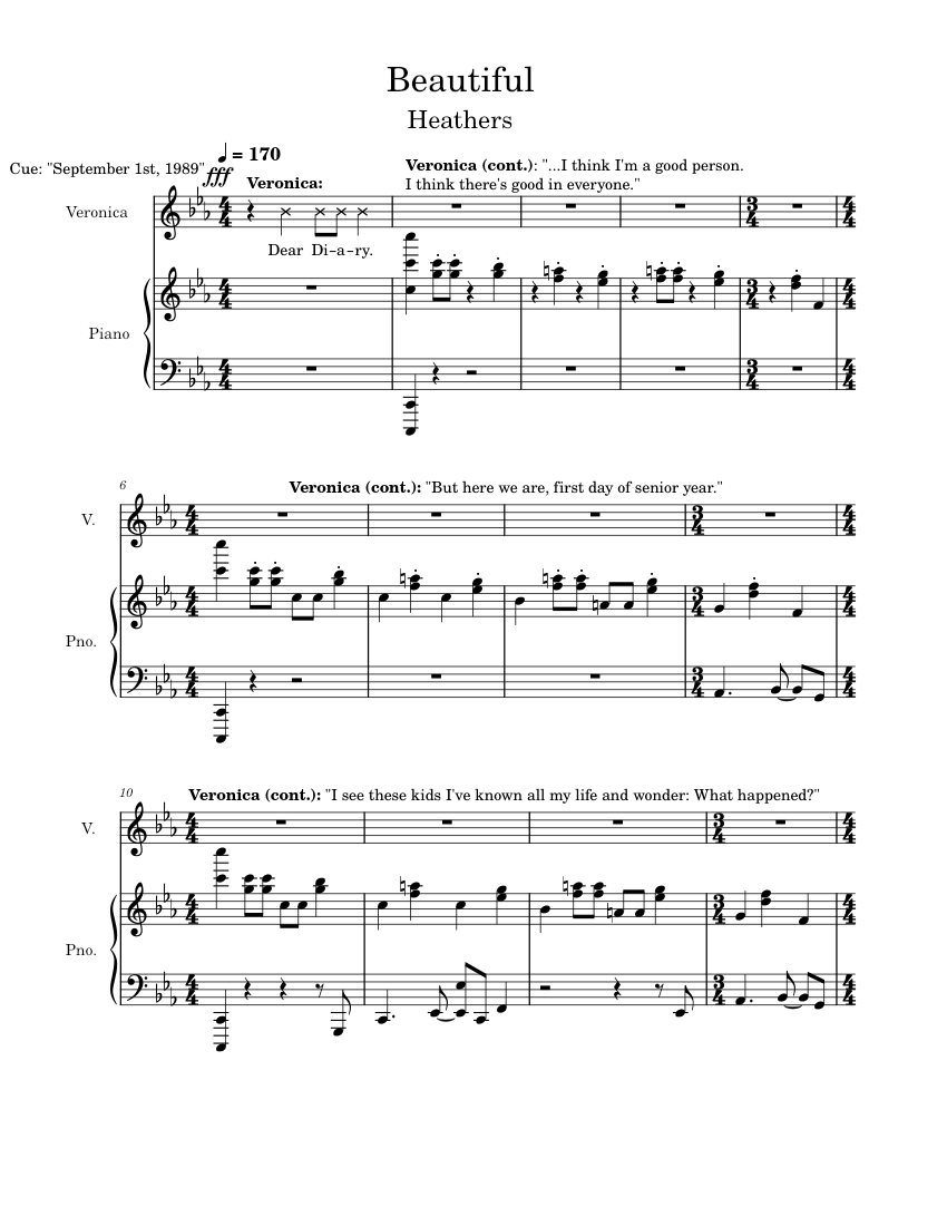 Beautiful (Heathers) – Kevin Murphy and Laurence O'Keefe Sheet Music ...