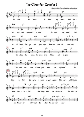 Free Too Close For Comfort by George Weiss sheet music | Download PDF or  print on Musescore.com