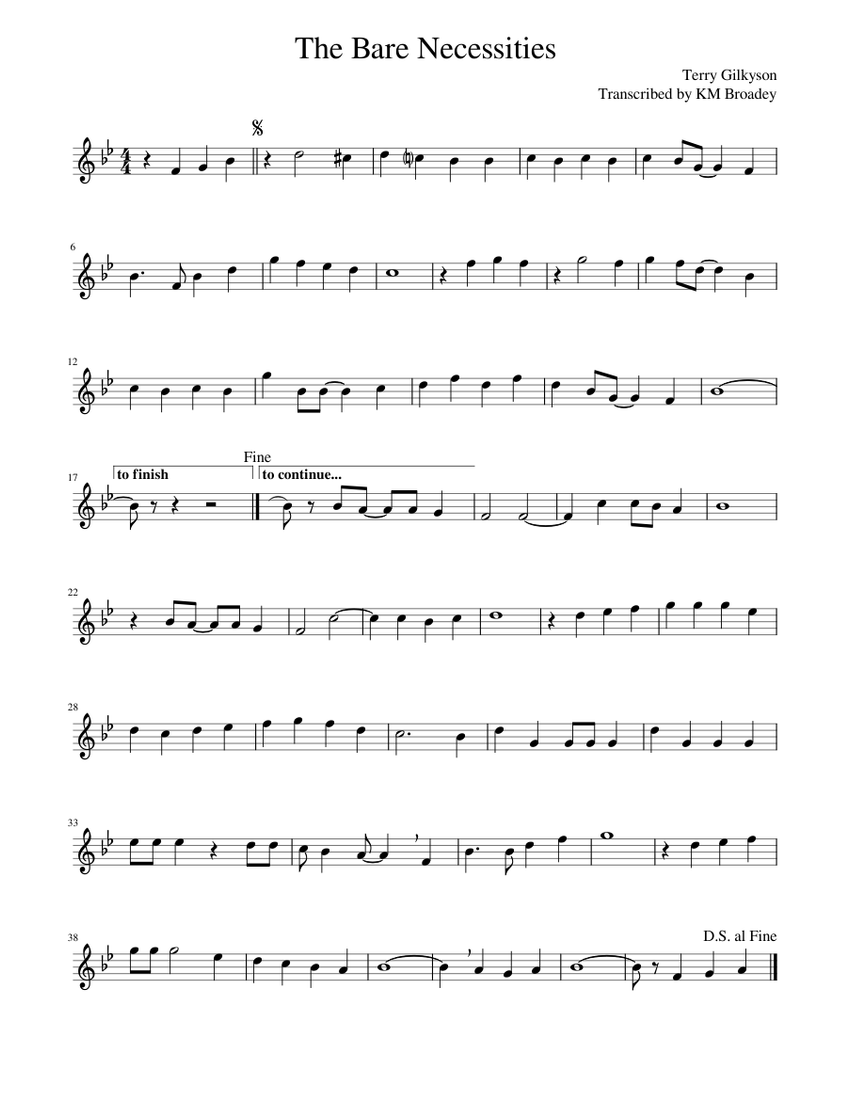 The Bare Necessities Sheet music for Trumpet in b-flat (Solo