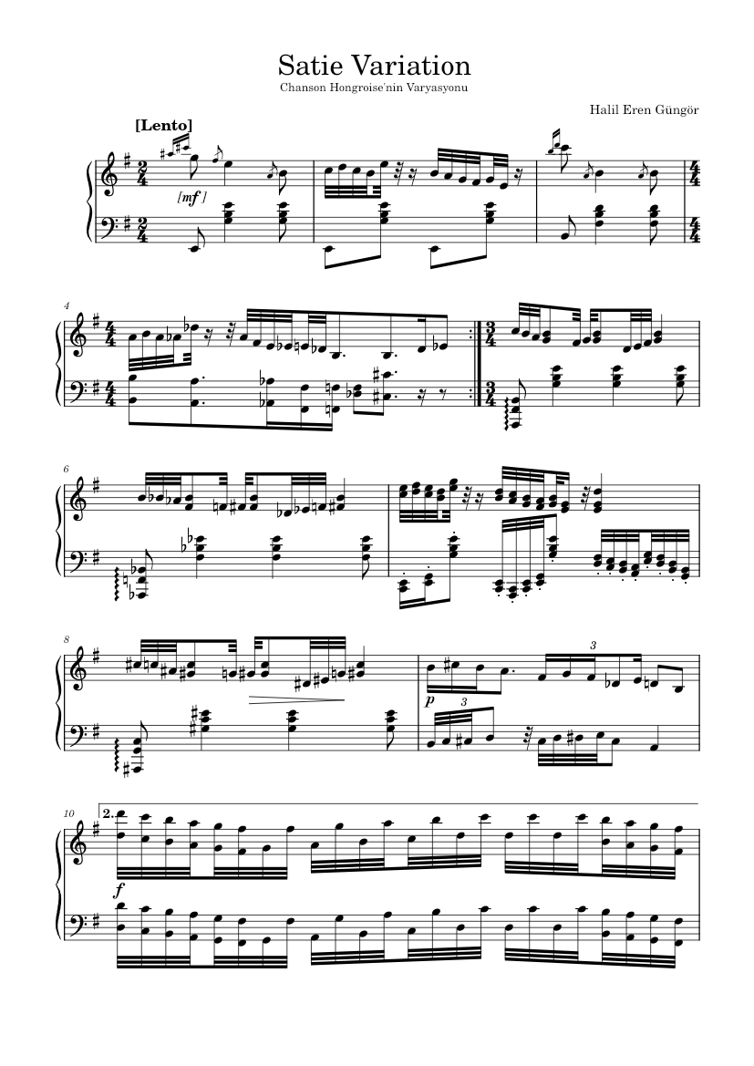 Satie Variation Sheet music for Piano (Solo)