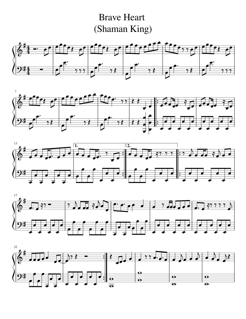 Brave Heart Sheet music for Piano (Solo) | Musescore.com