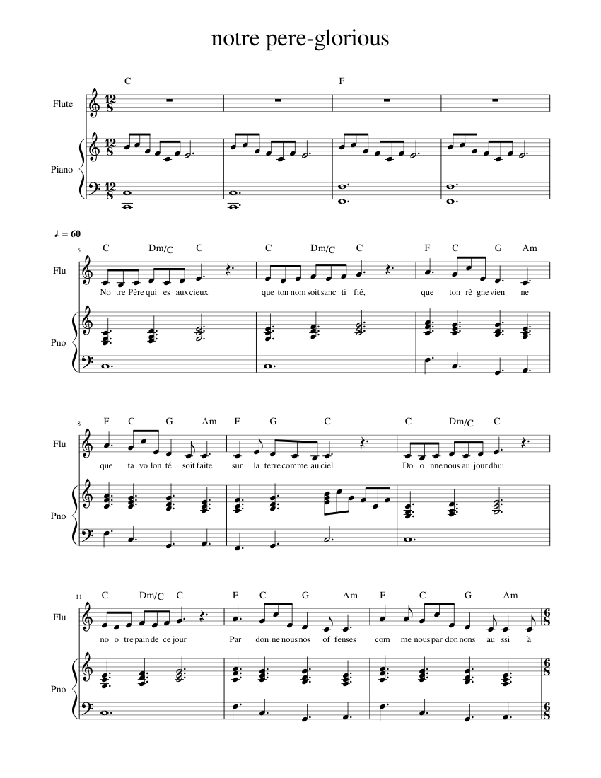 notre pere glorious--DP-S Sheet music for Piano, Flute (Solo) |  Musescore.com