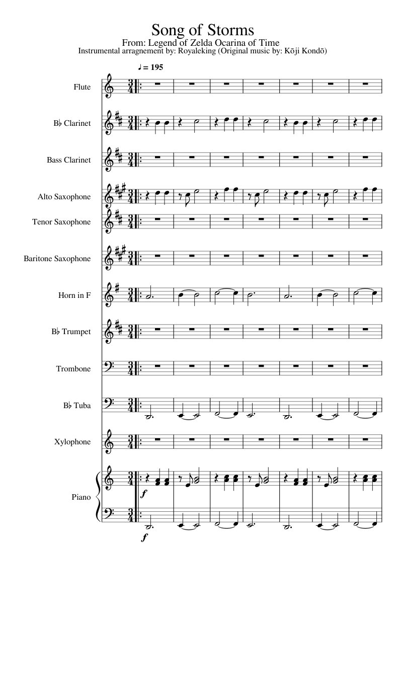 The Legend of Zelda™: Ocarina of Time™: Song of Storms" Sheet