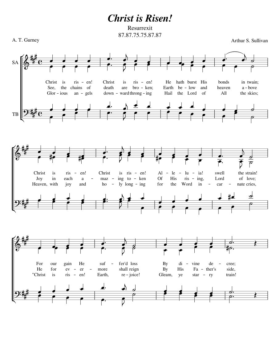 Arthur S. Sullivan: Christ is Risen!