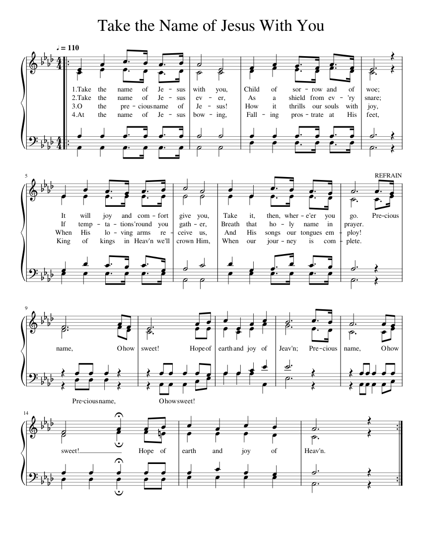 18 Take the Name of Jesus With You Sheet music for Piano (Solo) Easy ...