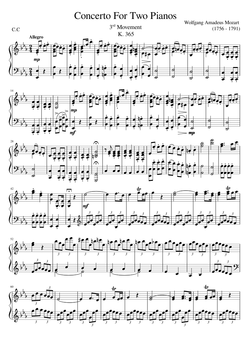 Concerto For Two Pianos, K. 365; 3rd Movement – Wolfgang Amadeus