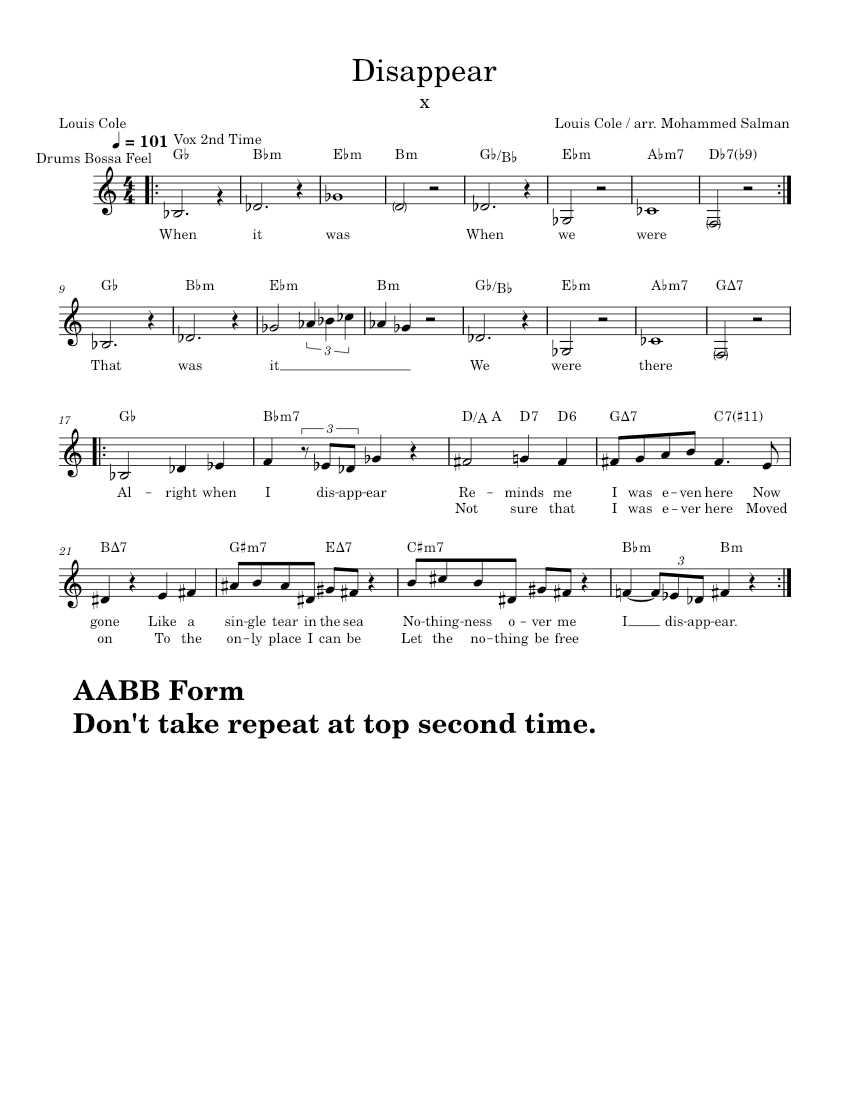 Disappear - Louis Cole Sheet music for Piano (Solo)