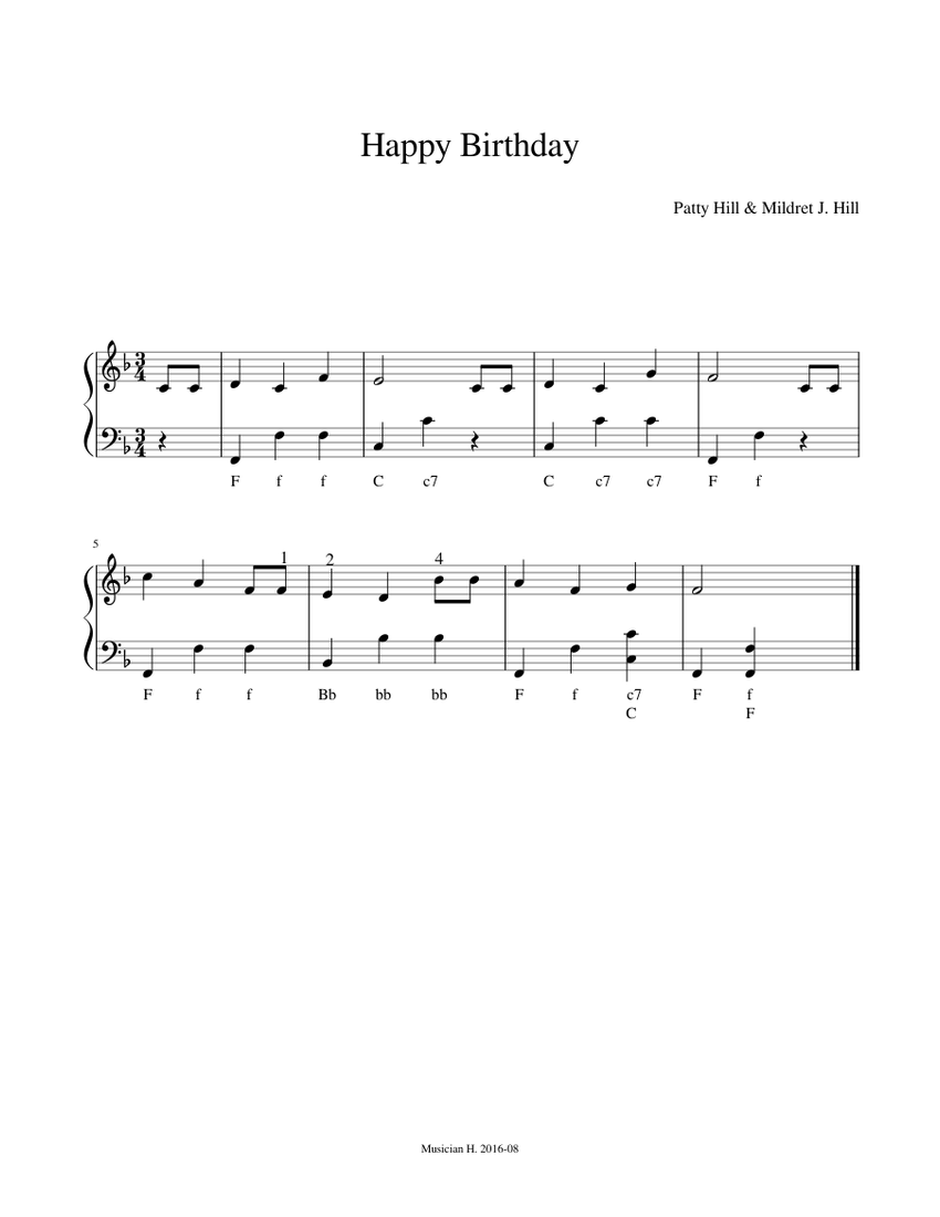 Happy Birthday Sheet music for Piano (Solo) | Musescore.com