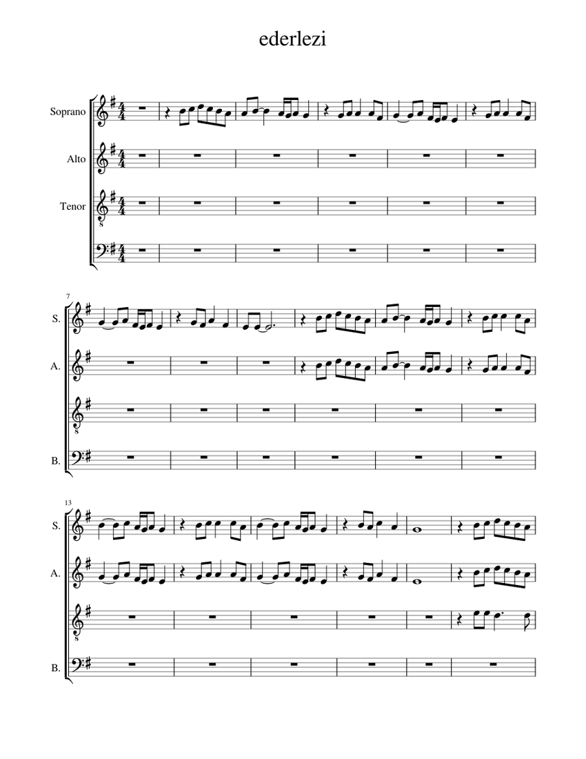 Ederlezi Sheet Music For Soprano Tenor Alto Bass Choral Musescore Com Ederlezi is a popular traditional folk song of the romani minority in the balkans. ederlezi sheet music for soprano tenor