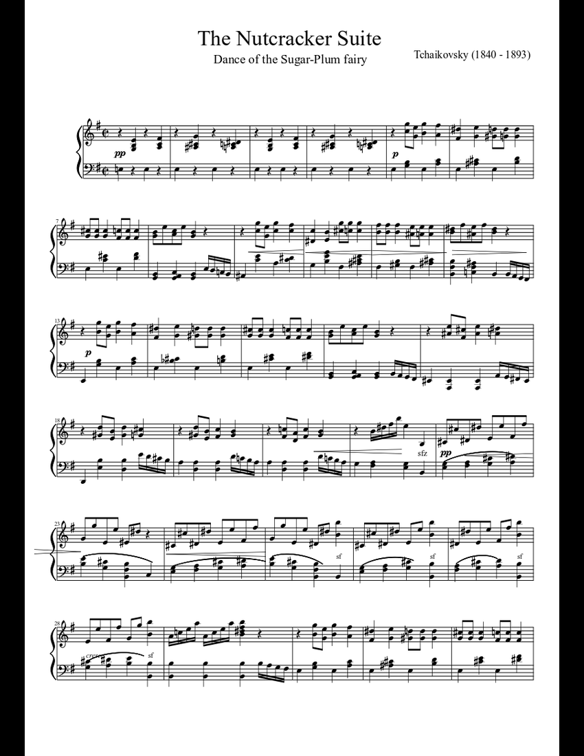 The Nutcracker Suite Sheet Music For Piano (Solo) | Musescore.com