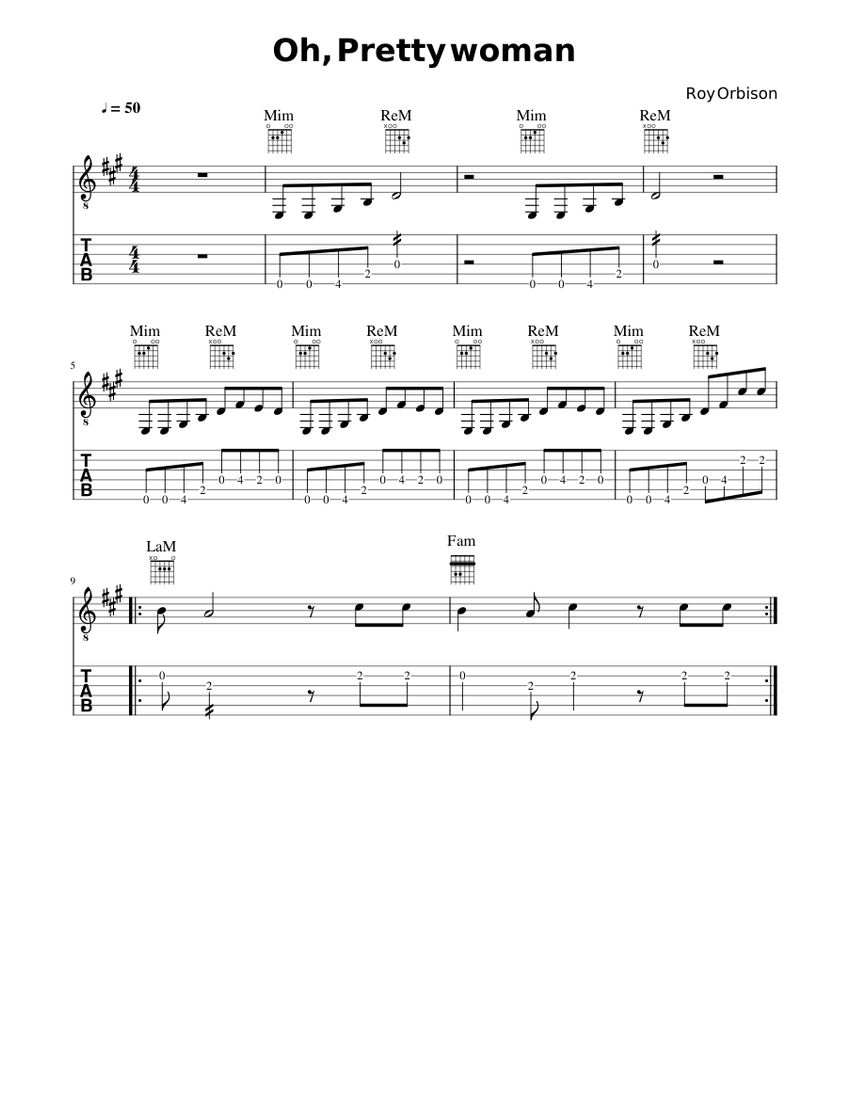 Pretty woman Sheet music for Guitar (Solo)