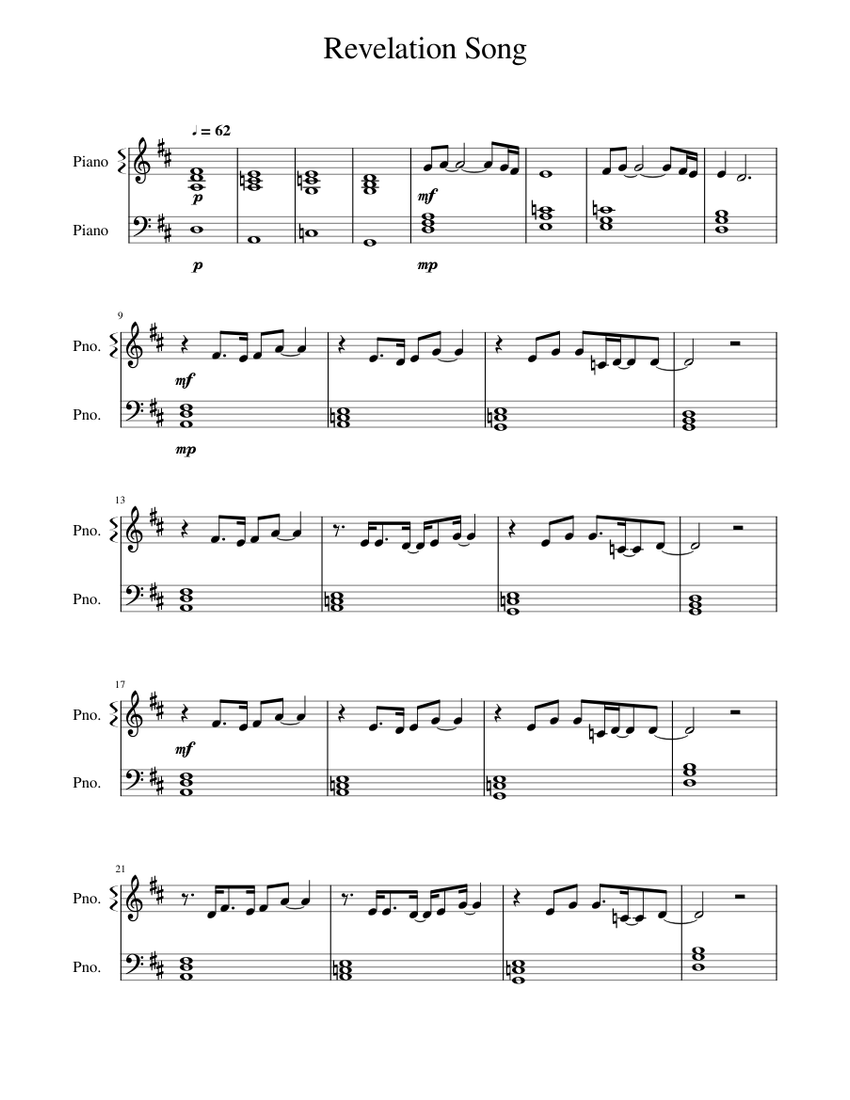 Revelation Song Sheet Music PDF (Gateway Worship / Kari Jobe