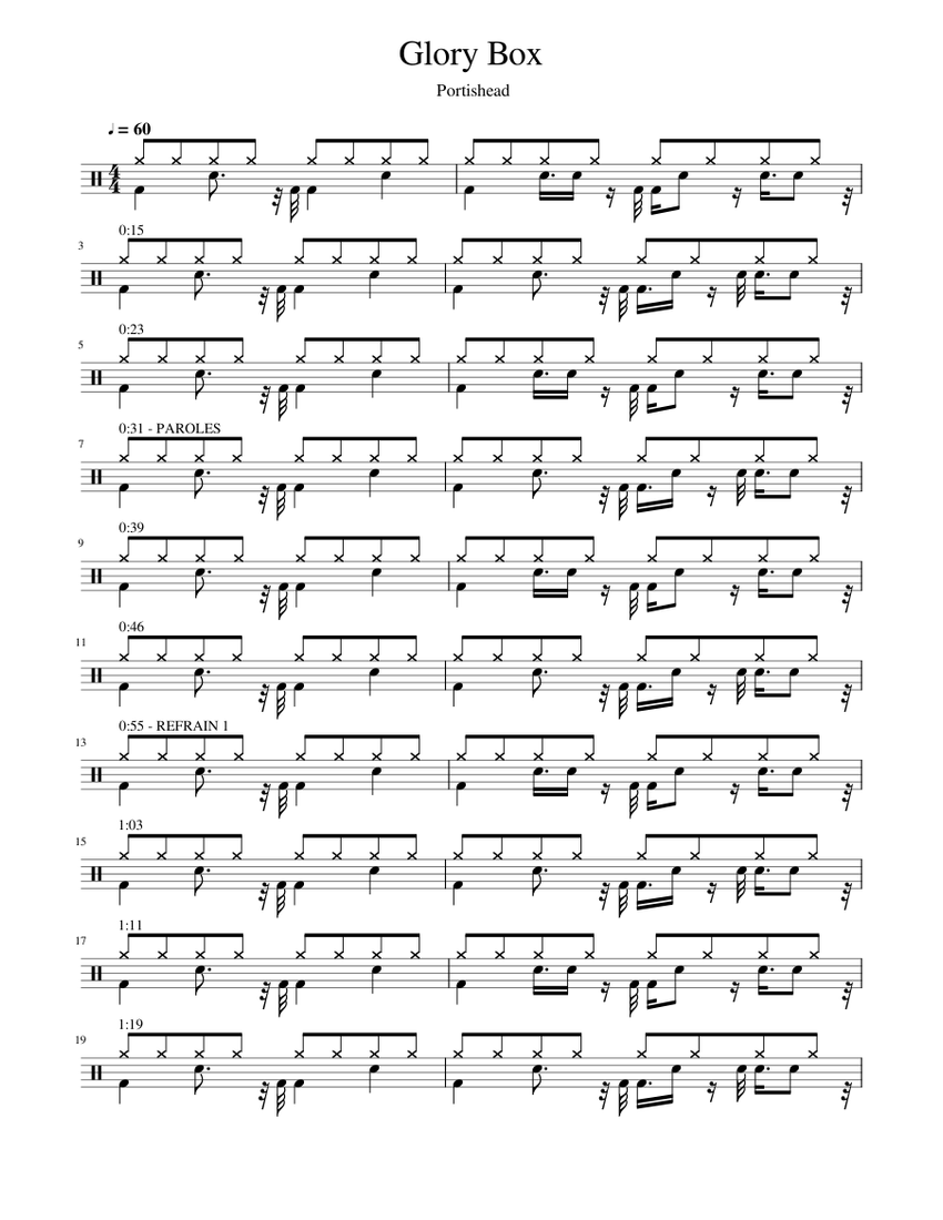 Portishead - Glory Box Sheet music for Drum group (Solo) | Musescore.com