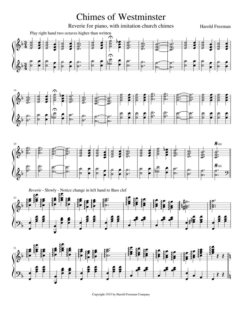 Chimes Of Westminster (1915) Sheet music for Piano (Solo)