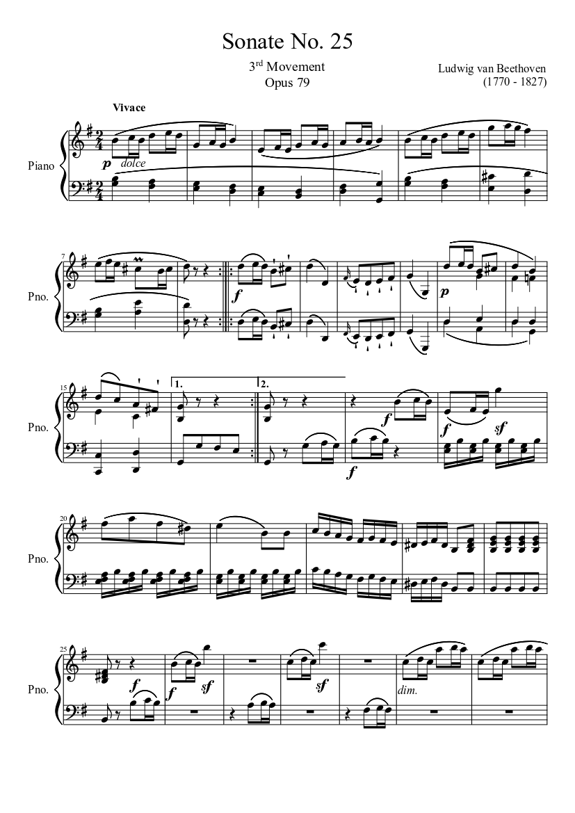 Sonate No. 25, 3rd Movement Sheet music for Piano (Solo) | Musescore.com