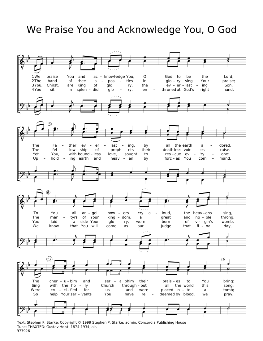 We Praise You and Acknowledge You, O God – Нет автора Sheet music for ...