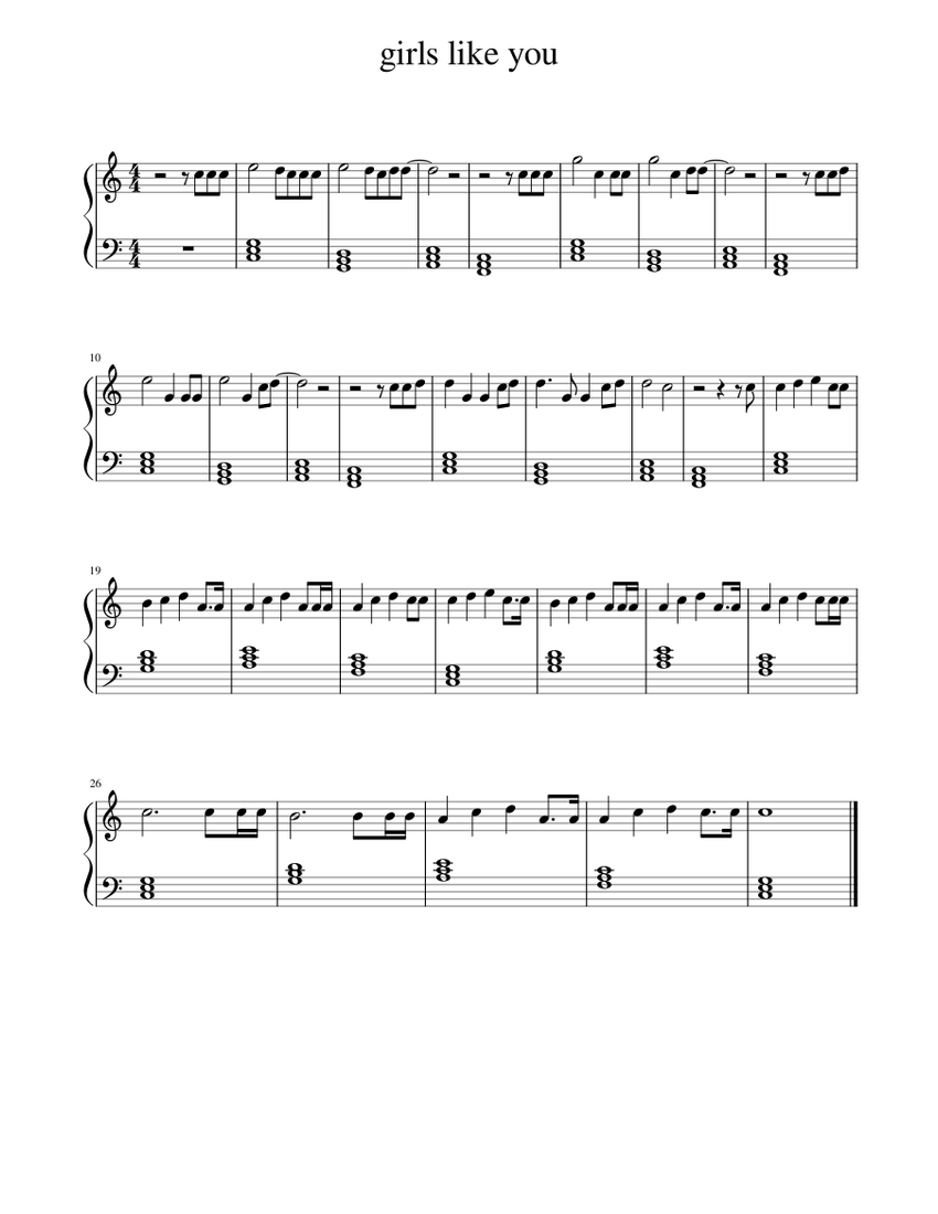 .Girls_like_you Sheet music for Piano (Piano-Voice) Easy | Musescore.com