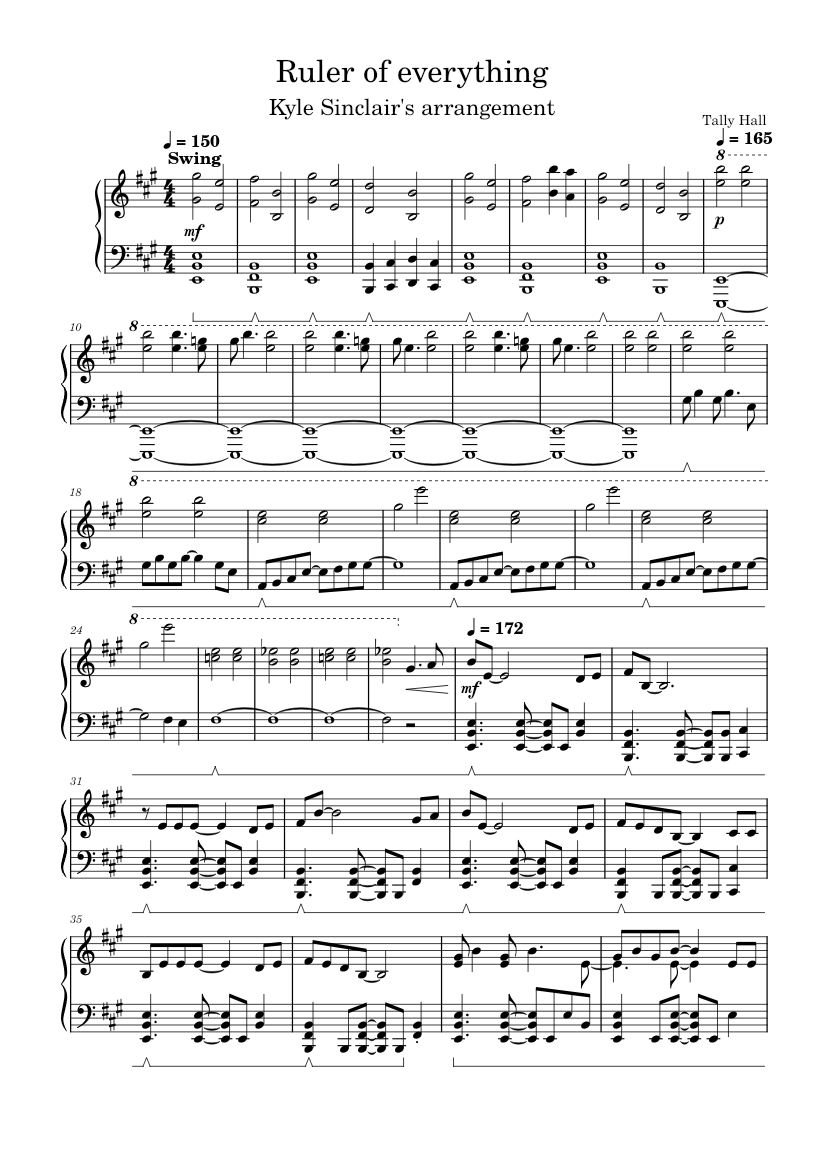 Ruler Of Everything – Tally Hall . Sheet Music for Piano (Solo ...