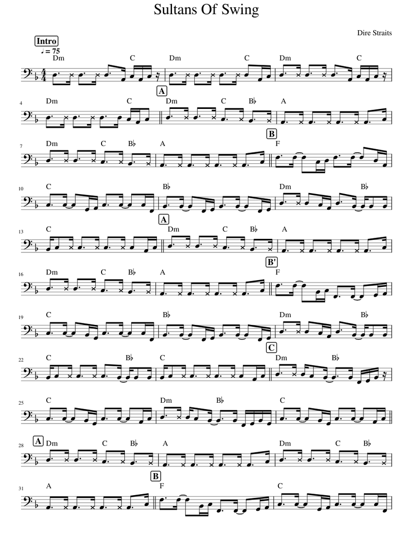 Sultans Of Swing Sheet music for Piano (Solo) | Musescore.com